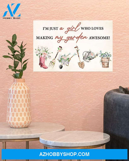 Gardening Girl Canvas Painting, Wall Decor Visual Art