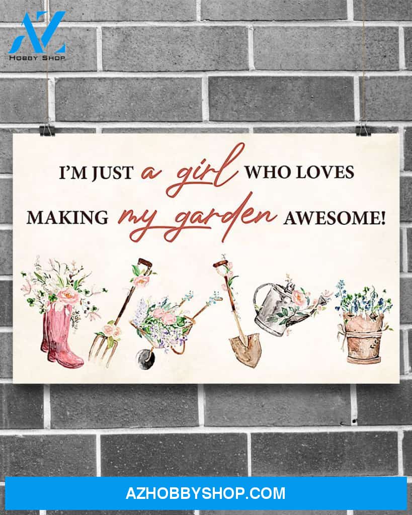 Gardening Girl Canvas Painting, Wall Decor Visual Art