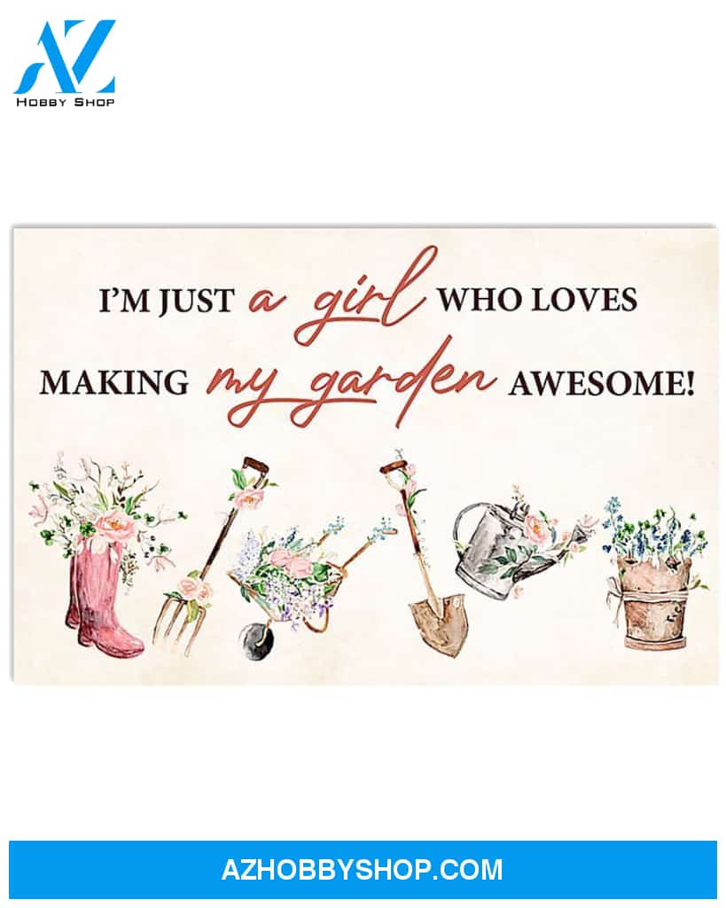 Gardening Girl Canvas Painting, Wall Decor Visual Art