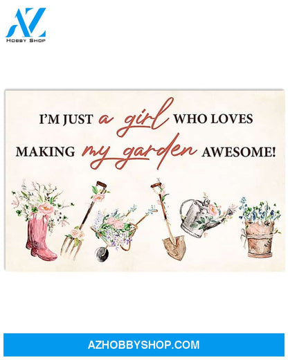 Gardening Girl Canvas Painting, Wall Decor Visual Art