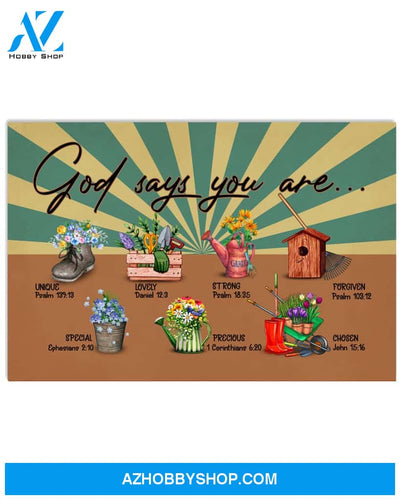 Gardening God Says You Are Unique Special Lovely Precious Strong Chosen Forgiven Wall Decor