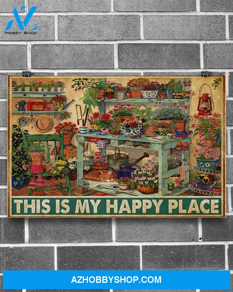 Gardening Happy Place Art Canvas, Wall Decor Visual Art