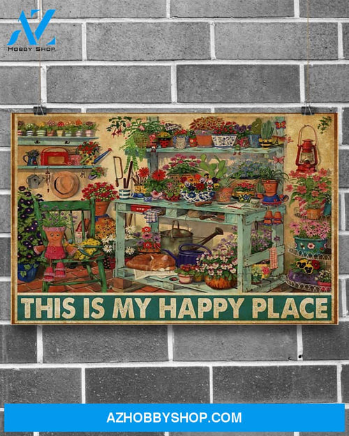 Gardening Happy Place Art Canvas, Wall Decor Visual Art