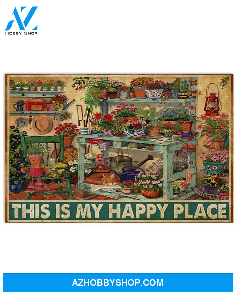 Gardening Happy Place Art Canvas, Wall Decor Visual Art