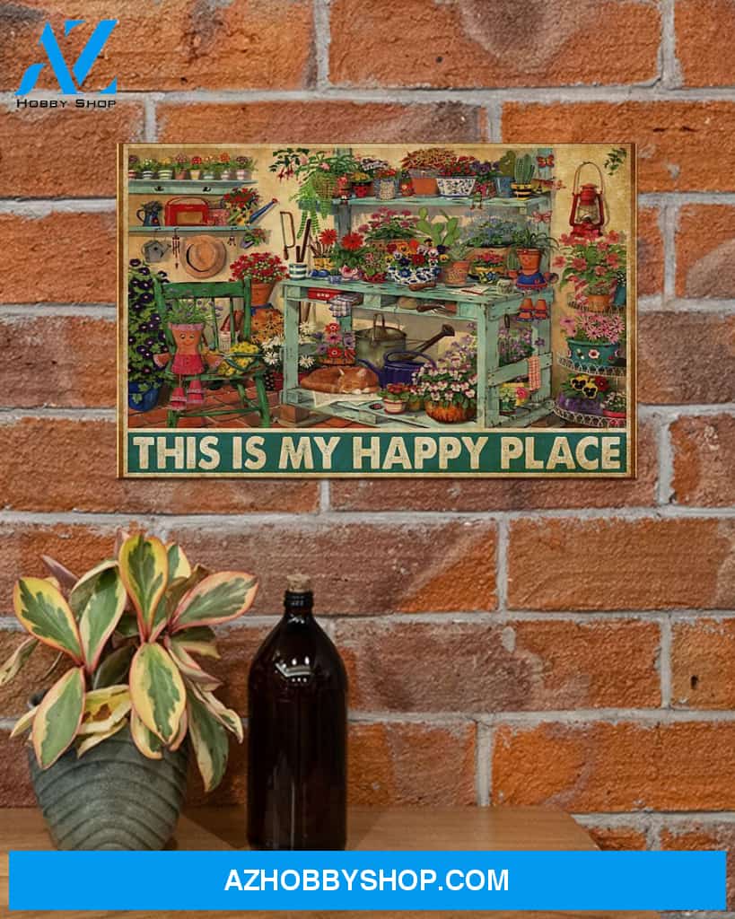 Gardening Happy Place Art Canvas, Wall Decor Visual Art