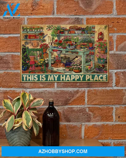Gardening Happy Place Art Canvas, Wall Decor Visual Art