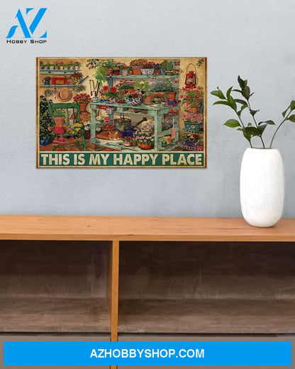 Gardening Happy Place Art Canvas, Wall Decor Visual Art