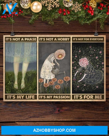 Gardening It's Not A Phase It's My Life Canvas Painting, Wall Decor Visual Art