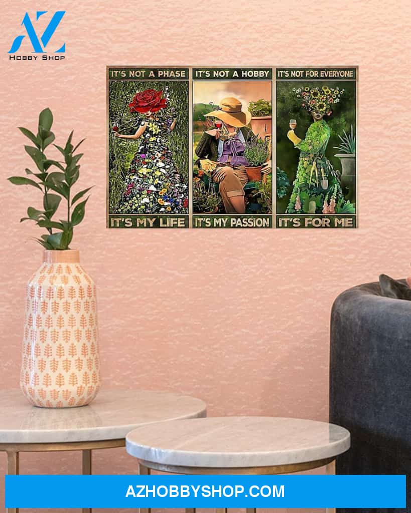 Gardening It's Not A Phase It's My Life Canvas Wall Art, Wall Decor Visual Art