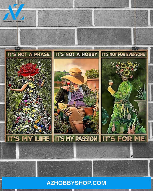 Gardening It's Not A Phase It's My Life Canvas Wall Art, Wall Decor Visual Art