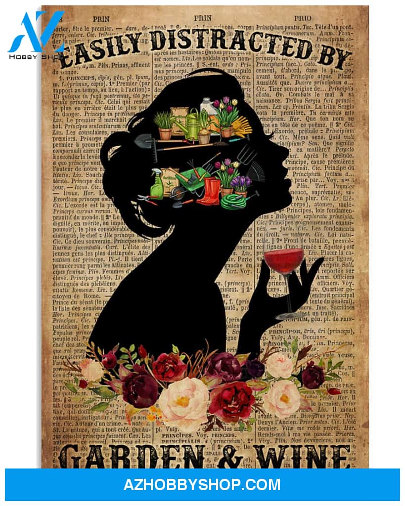 Gardening Poster Distracted By Garden And Wine Wall Decor