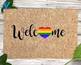Gay Pride Doormat, LGBT Gift, Rainbow Welcome Mat, Gay Wedding Gift, Rainbow Heart, Welcome Mat