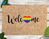 Gay Pride Doormat, LGBT Gift, Rainbow Welcome Mat, Gay Wedding Gift, Rainbow Heart, Welcome Mat