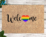 Gay Pride Doormat, LGBT Gift, Rainbow Welcome Mat, Gay Wedding Gift, Rainbow Heart, Welcome Mat