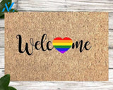 Gay Pride Doormat, LGBT Gift, Rainbow Welcome Mat, Gay Wedding Gift, Rainbow Heart, Welcome Mat