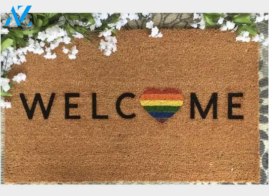 Gay Pride Doormat/LGBT Gift/Rainbow Welcome Mat/Gay Wedding Gift/Cute Outdoor Rug