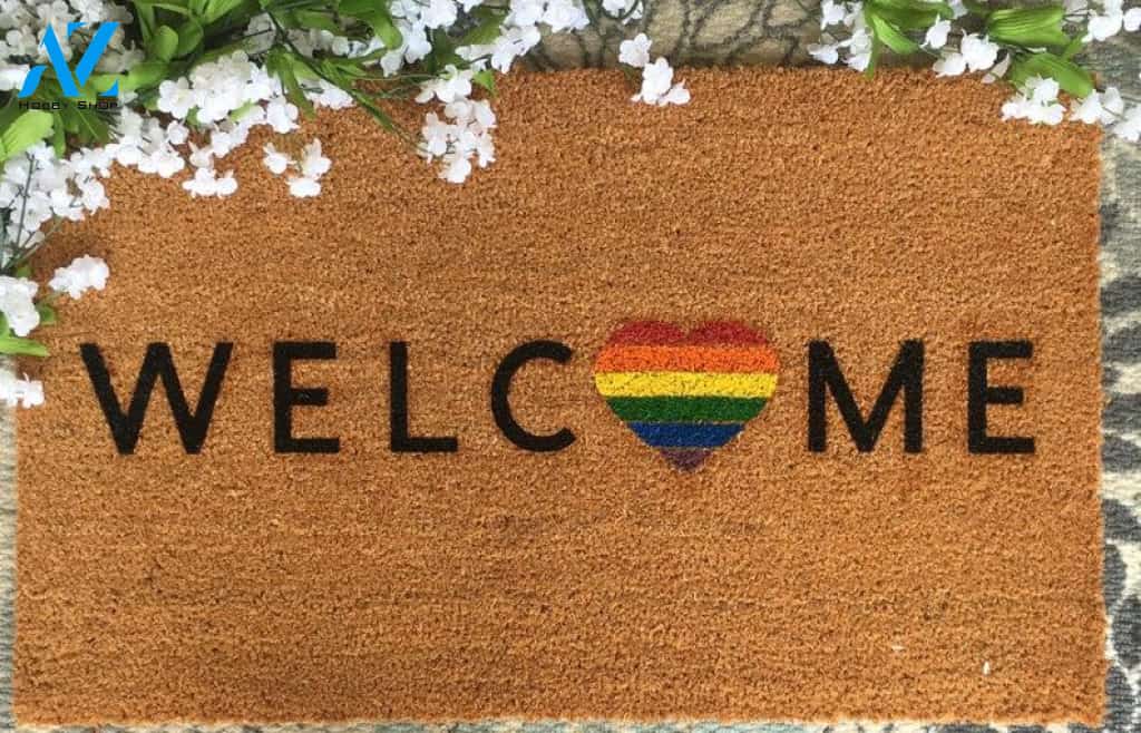 Gay Pride Doormat/LGBT Gift/Rainbow Welcome Mat/Gay Wedding Gift/Cute Outdoor Rug