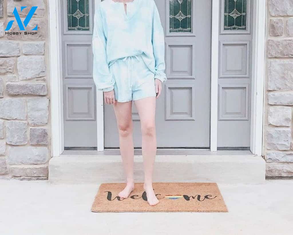 Gay Pride Doormat/LGBT Gift/Rainbow Welcome Mat/Gay Wedding Gift/Cute Outdoor Rug
