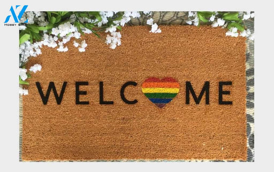 Gay Pride Doormat/LGBT Gift/Rainbow Welcome Mat/Gay Wedding Gift/Cute Outdoor Rug