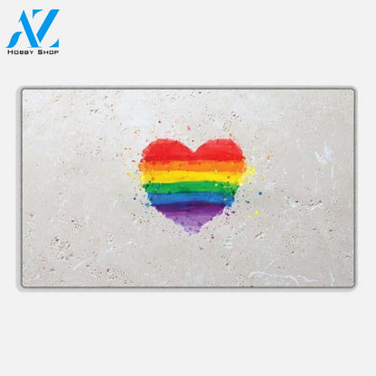 Gay Pride Lesbian Lgbt Blue Black Marble Granite Neon Doormat, Housewarming Gift, Custom Welcome Mat 019