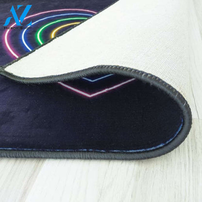 Gay Pride Lesbian Lgbt Blue Black Marble Granite Neon Doormat, Housewarming Gift, Custom Welcome Mat 019