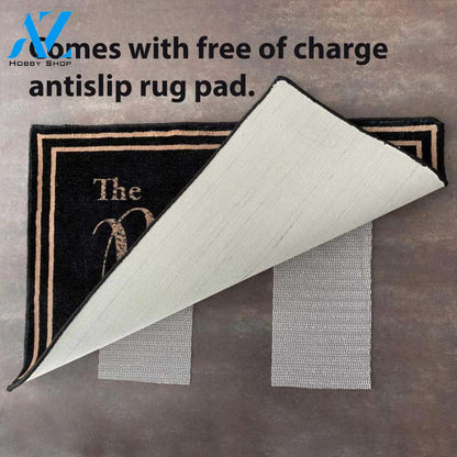 Gay Pride Lesbian Lgbt Blue Black Marble Granite Neon Doormat, Housewarming Gift, Custom Welcome Mat 019