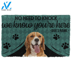 Gearhuman 3D Beagle We Know Youre Here Custom Name Doormat