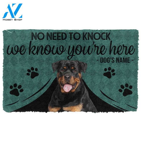 Gearhuman 3D Rottweiler We Know Youre Here Custom Name Doormat
