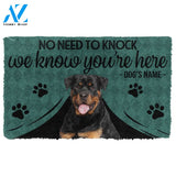 Gearhuman 3D Rottweiler We Know Youre Here Custom Name Doormat