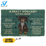 Gearhumans 3D A Crazy Dog Lady Lives Here Black Dachshund Custom Name Doormat