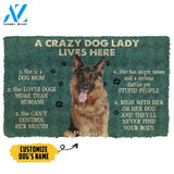 Gearhumans 3D A Crazy Dog Lady Lives Here German Shepherd Custom Name Doormat
