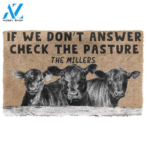 Gearhumans 3D Check The Angus Cattle Pasture Custom Name Doormat
