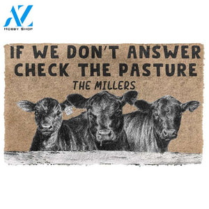 Gearhumans 3D Check The Angus Cattle Pasture Custom Name Doormat