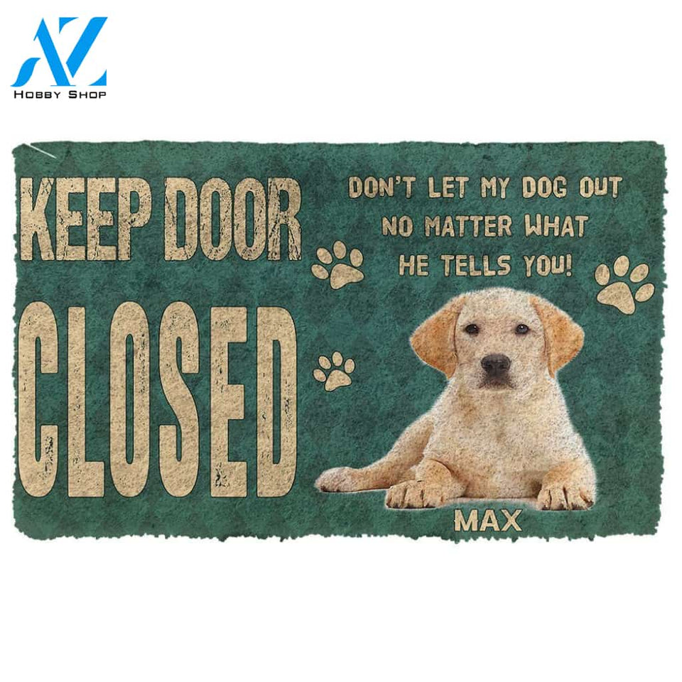 Gearhumans 3D Keep Door Closed Labrador Retrievers Dog Custom Name Doormat