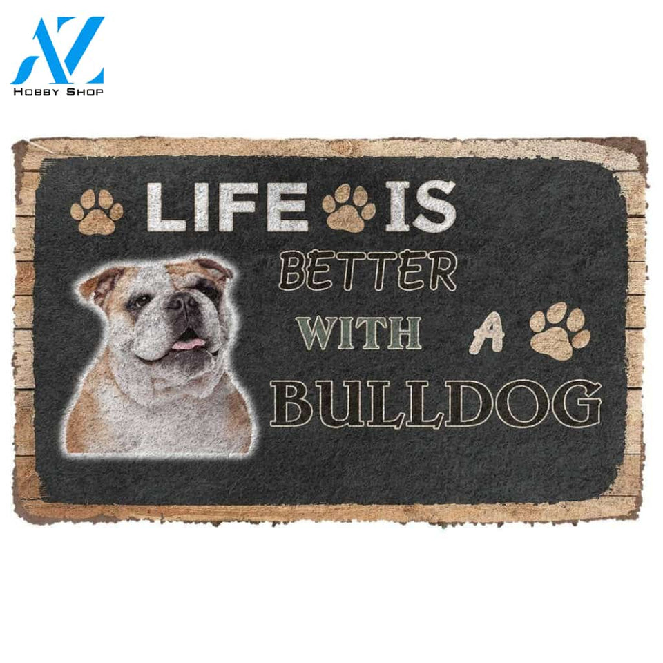 Gearhumans 3D Life Is Better With A Bulldog Custom Doormat