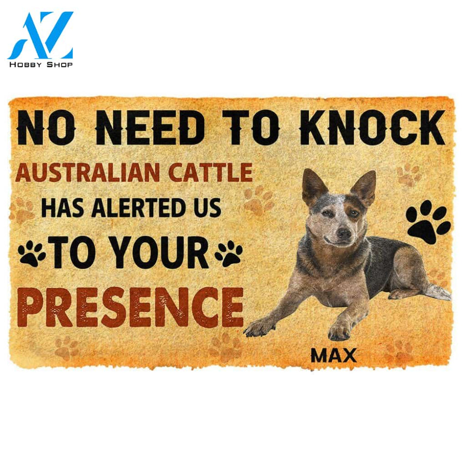 Gearhumans 3D No Need To Knock Australian Cattle Dog Custom Name Doormat