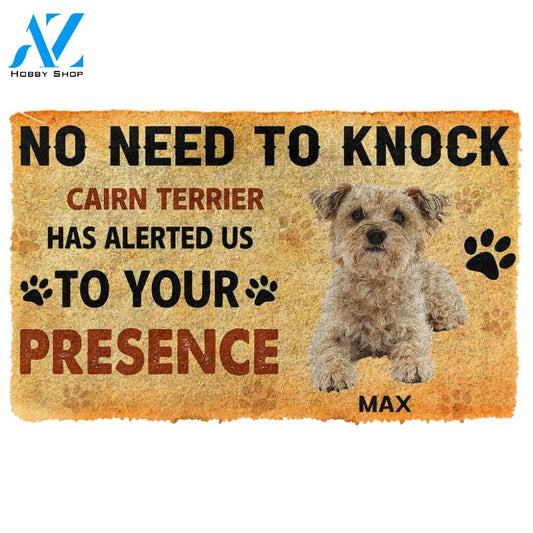 Gearhumans 3D No Need To Knock Cairn Terrier Dog Custom Name Doormat