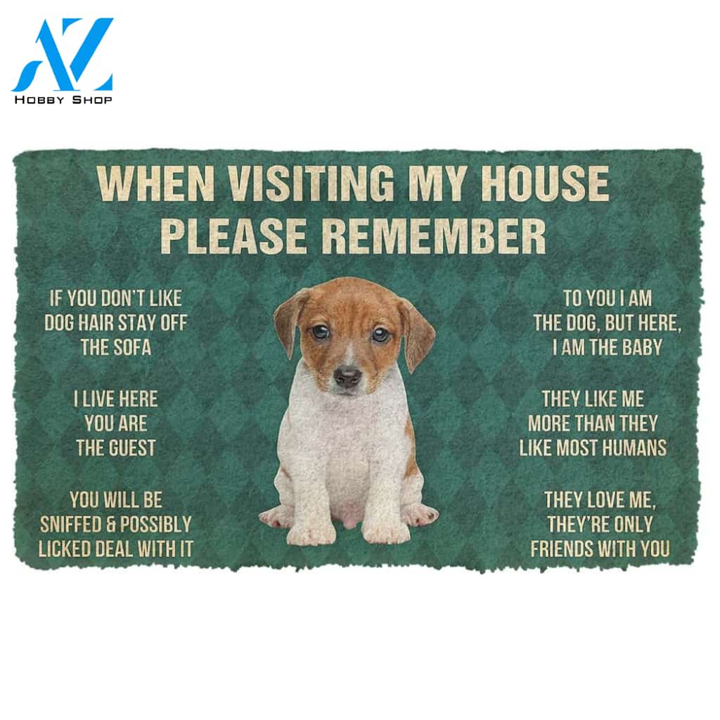 Gearhumans 3D Please Remember Jack Russell Terrier Puppy Dogs House Rules Custom Doormat