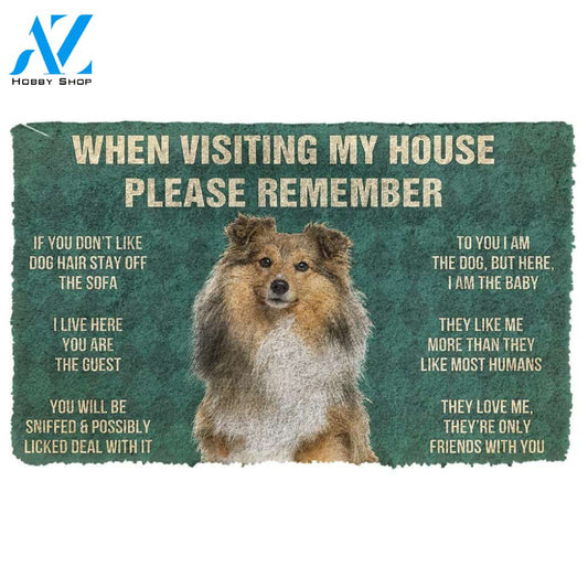 Gearhumans 3D Please Remember Shetland Sheepdog House Rules Custom Doormat