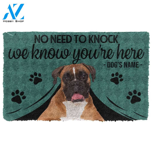 Gearhumans  Gearhuman 3D Boxer Dog We Know Youre Here Custom Name Doormat