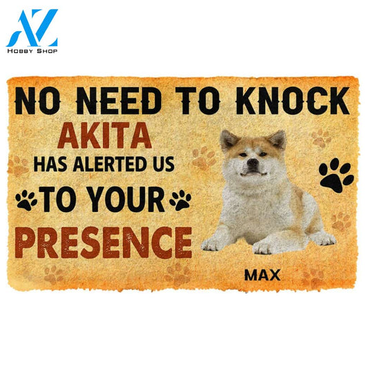 Gearhumans  Gearhuman 3D No Need To Knock Akita Dog Custom Name Doormat