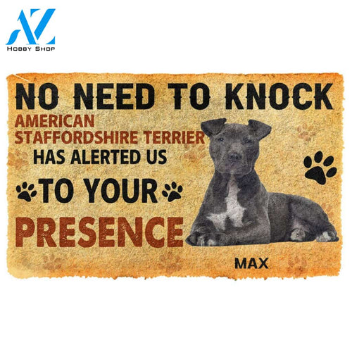 Gearhumans  Gearhuman 3D No Need To Knock American Staffordshire Terrier Dog Custom Name Doormat
