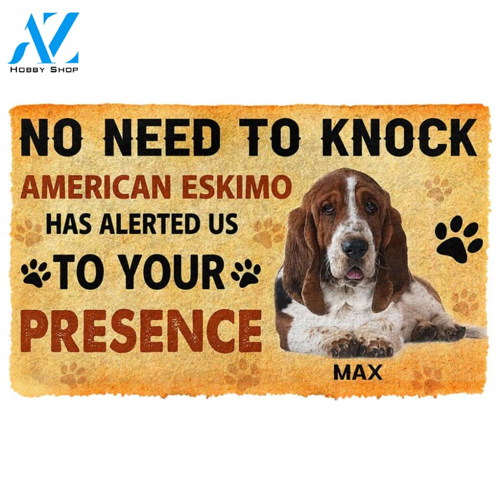 Gearhumans  Gearhuman 3D No Need To Knock Basset Hound Dog Custom Name Doormat