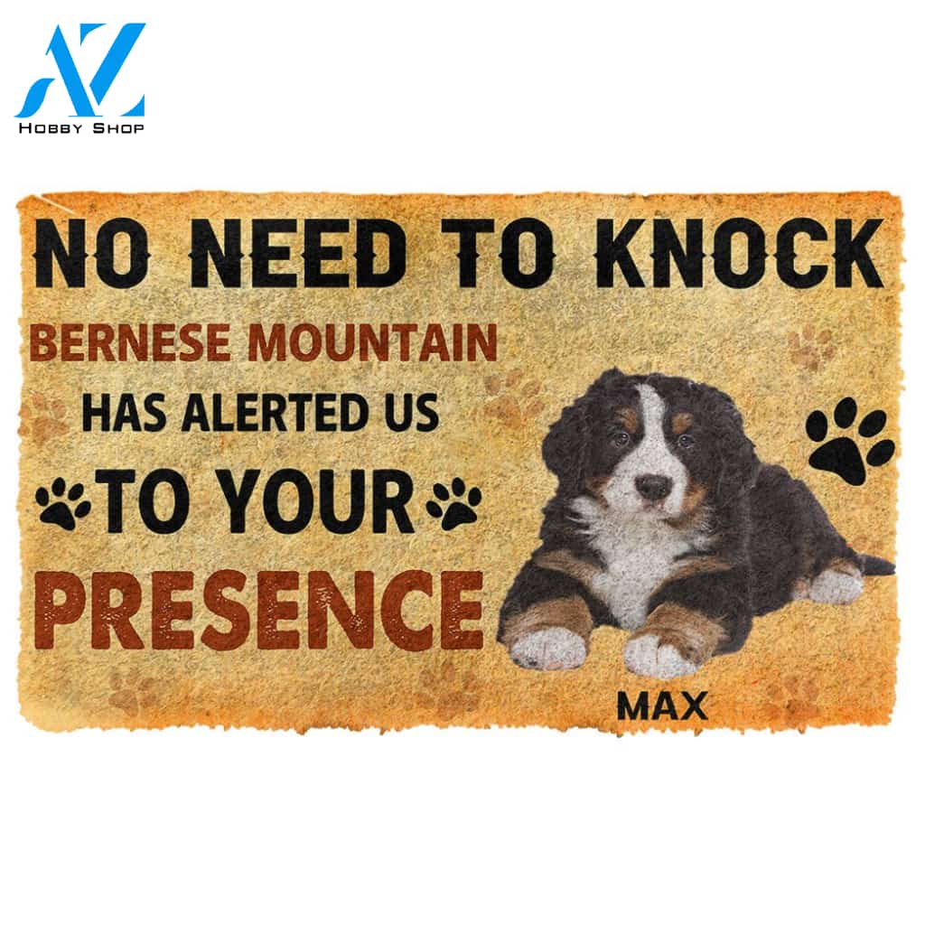 Gearhumans  Gearhuman 3D No Need To Knock Bernese Mountain Dog Custom Name Doormat