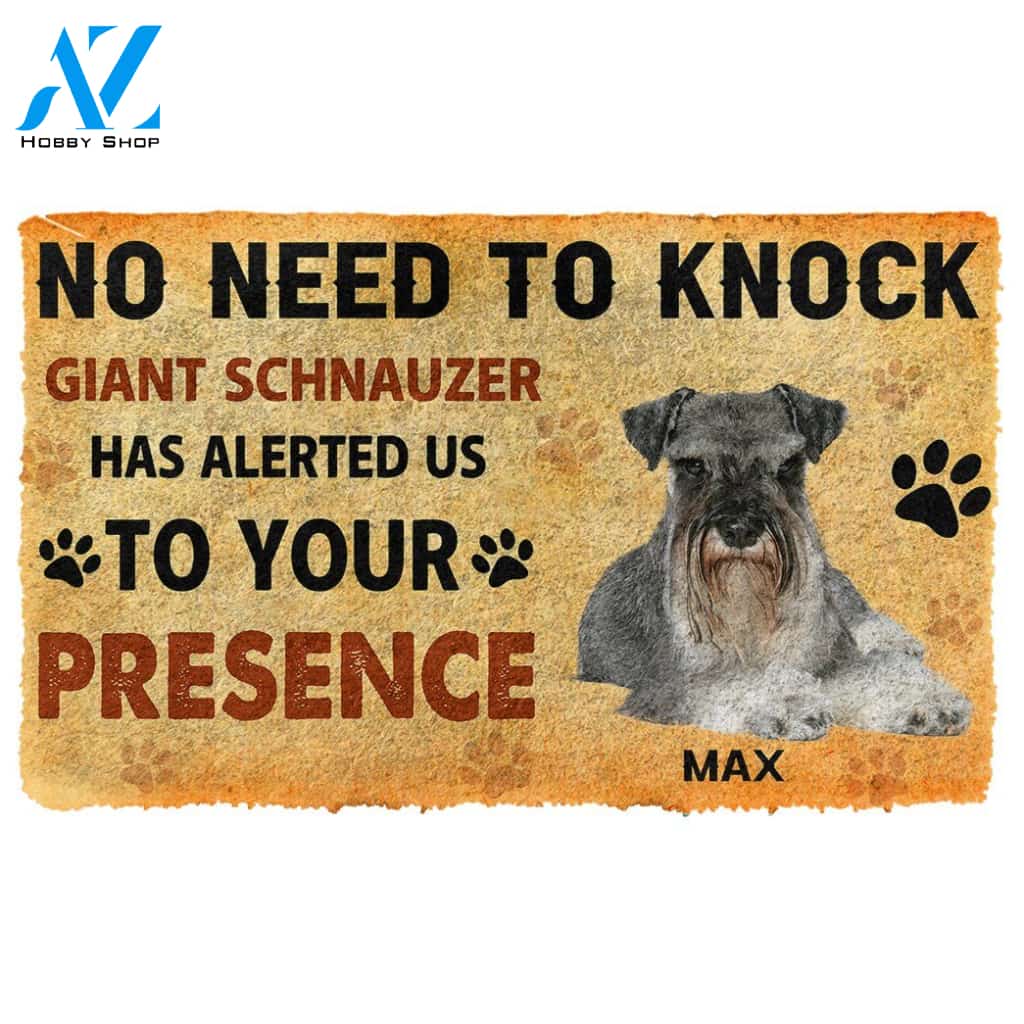 Gearhumans  Gearhuman 3D No Need To Knock Giant Schnauzer Dog Custom Name Doormat