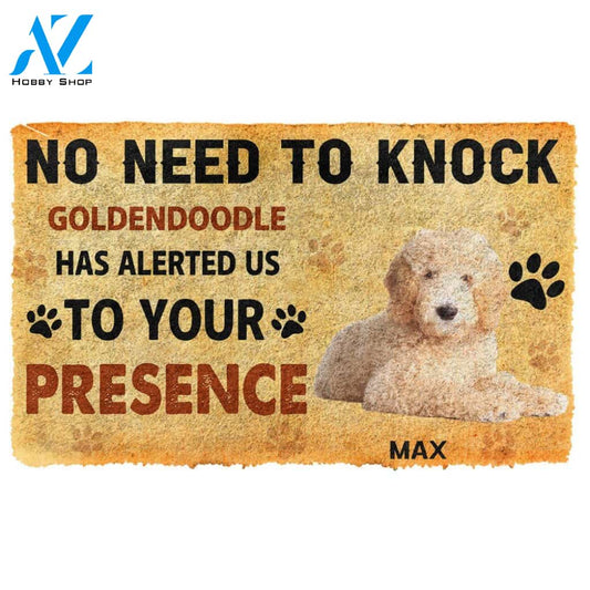 Gearhumans  Gearhuman 3D No Need To Knock Goldendoodle Dog Custom Name Doormat
