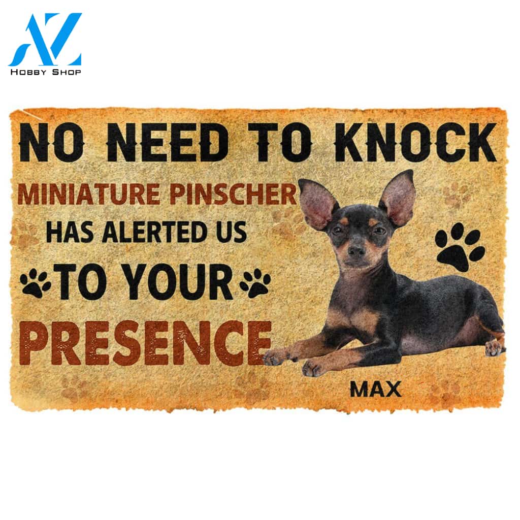Gearhumans  Gearhuman 3D No Need To Knock Miniature Pinscher Dog Custom Name Doormat