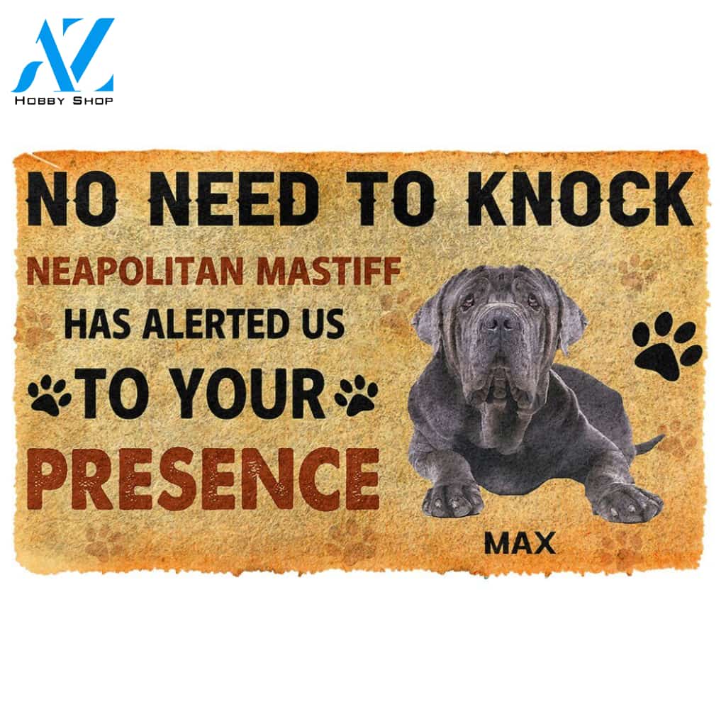 Gearhumans  Gearhuman 3D No Need To Knock Neapolitan Mastiff Dog Custom Name Doormat