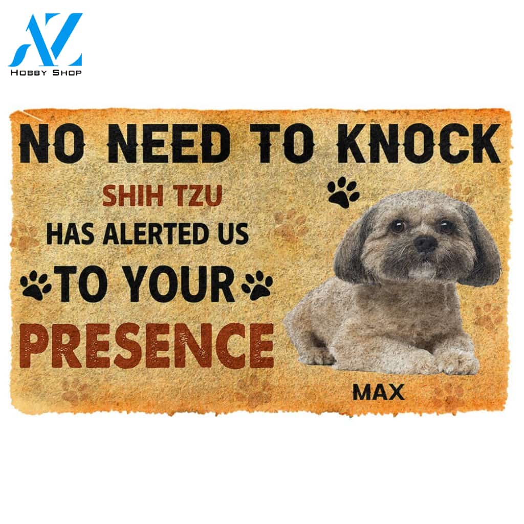 Gearhumans  Gearhuman 3D No Need To Knock Shih Tzu Dog Custom Name Doormat