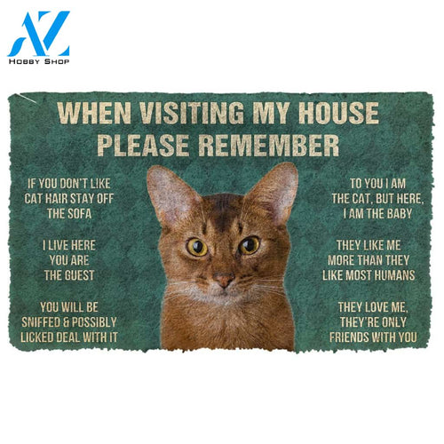 Gearhumans  GearHuman 3D Please Remember Abyssinian Cats House Rules Doormat